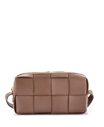 Pre-Owned Bottega Veneta Mini Cassette Zip Phone Crossbody Bag Maxi Intrecciato Leather