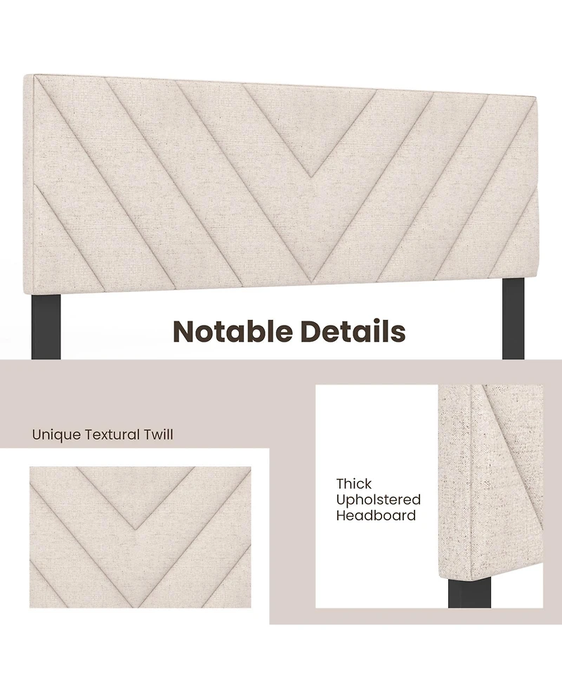 Sugift Linen Upholstered Headboard for Full and Queen Bed Frames