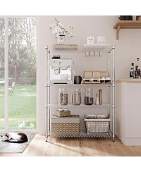 Rainsken 4- Tier Metal Storage Shelves, Adjustable Wire Shelving Rack for Garage, Basement, Warehouse