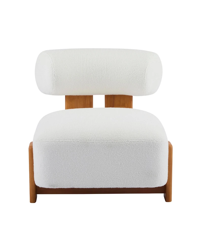 Rainsken Modern Boucle Lounge Chair, 27.25" Upholstered Accent Chair with Solid Wood Frame and Rolled Backrest for Living Room, Bedroom