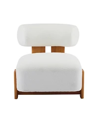 Rainsken Modern Boucle Lounge Chair, 27.25" Upholstered Accent Chair with Solid Wood Frame and Rolled Backrest for Living Room, Bedroom