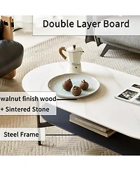 Rainsken Oval Double Layer Coffee Table