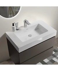 Sillysis 30" Wall Mounted Bathroom Vanity with Sink, Modern Minimalist Floating Bathroom Vanity without Faucet, Pre-Assembled