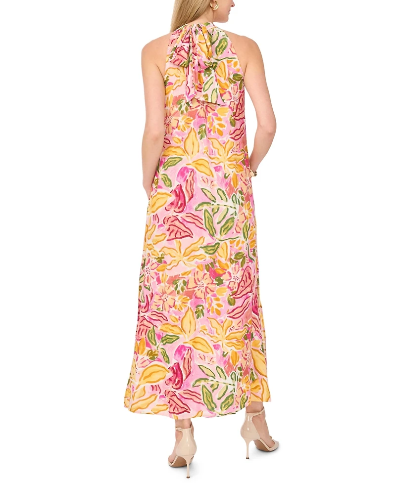 Vince Camuto Women's Halter Tie-Back Printed Dress