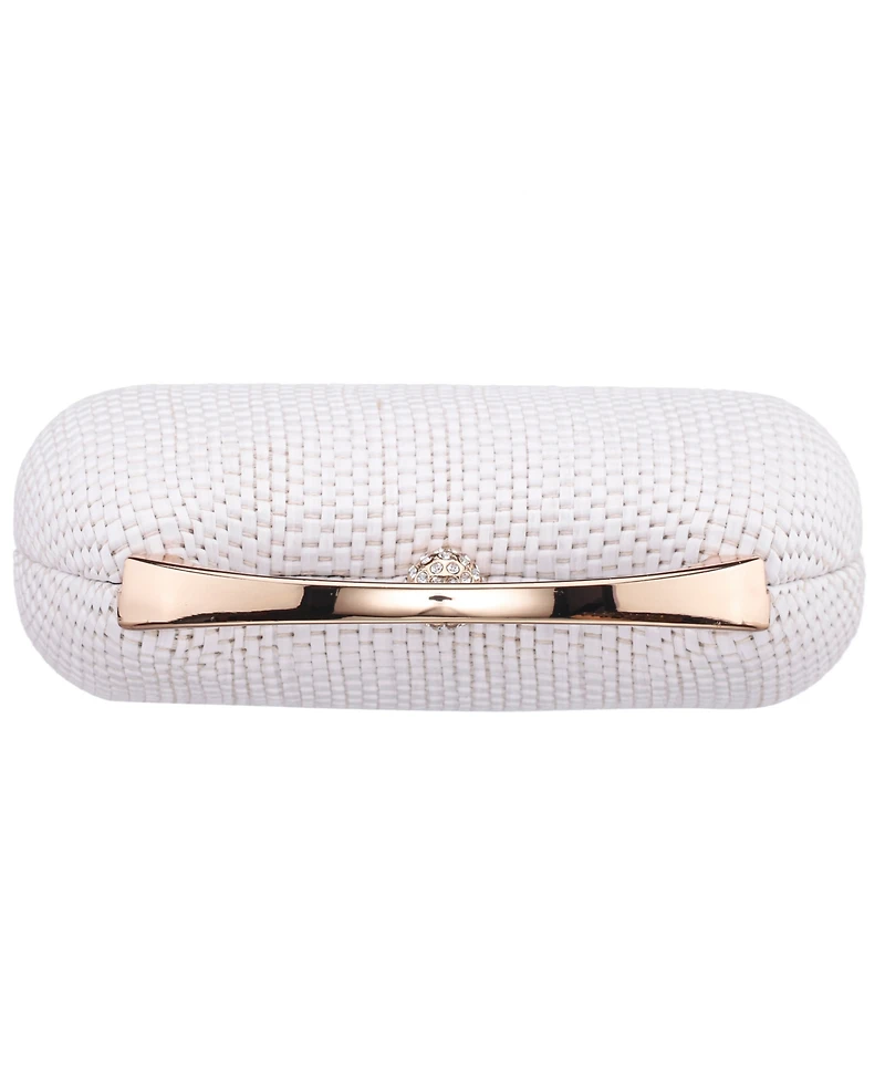 Nina Straw Minaudiere Mini Clutch Handbag
