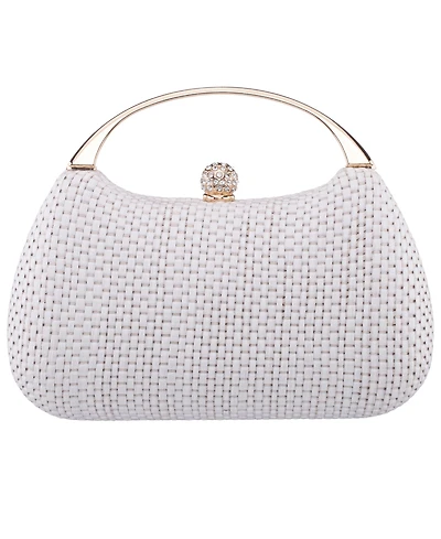 Nina Straw Minaudiere Mini Clutch Handbag