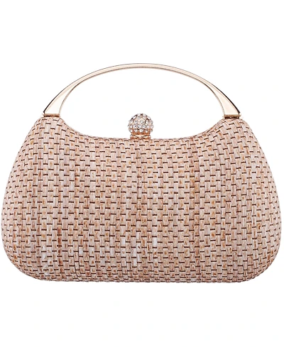 Nina Straw Minaudiere Mini Clutch Handbag