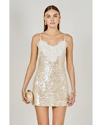 endless rose Women's Sequin Lace Mini Dress