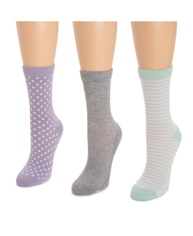 Muk Luks Women's Dream Step Crew Socks, 3 Pair Pack