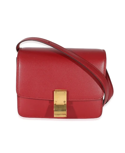 Pre-Owned Celine Red Smooth Calfskin Small Classic Box Bag