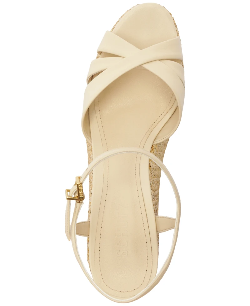 Schutz Women's Keefa Round Toe Wedge Sandals