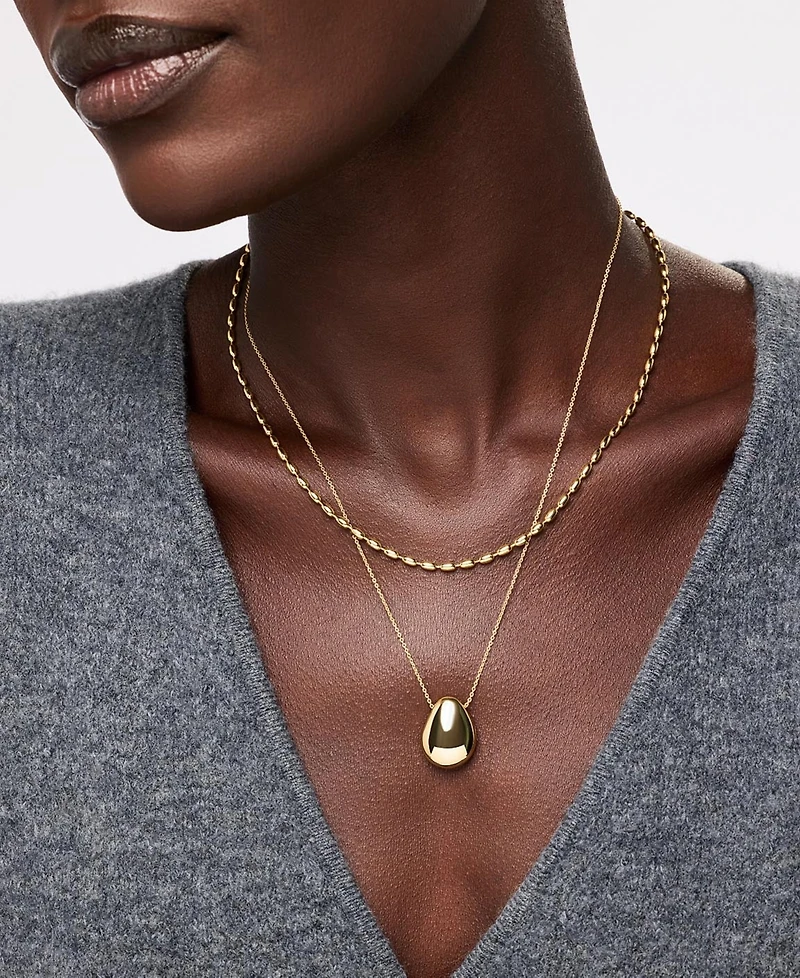 Ana Luisa 14k Gold-Plated Pebble Blue Marble Pendant Necklace