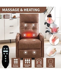Maison Boucle Pu Leather Lift Chair with Massage & Heat, Power Recliner for Elderly with Usb Port, Remote Control, Heavy Duty Base-Maison Boucle