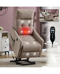 Maison Boucle Chenille Power Lift Recliner Chair for Elderly with Massage, Heat & Usb, Single Motor Electric Seniors