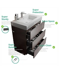 Sillysis 30" Freestanding Bathroom Vanity with Sink, Modern Bathroom Vanity with Soft Close Drawers for Contemporary Homes