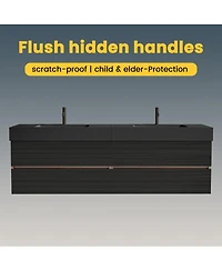 Sillysis 71.7" Floating Modern Double Sink Bathroom Vanity with Soft Close Drawers & Integrated Sinks for Large Bathrooms