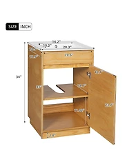 Sillysis 20" Farmhouse Natural Bathroom Vanity with Sink, Rectangular Ceramic Top, Soft Close Door & Adjustable Shelf for Small Space