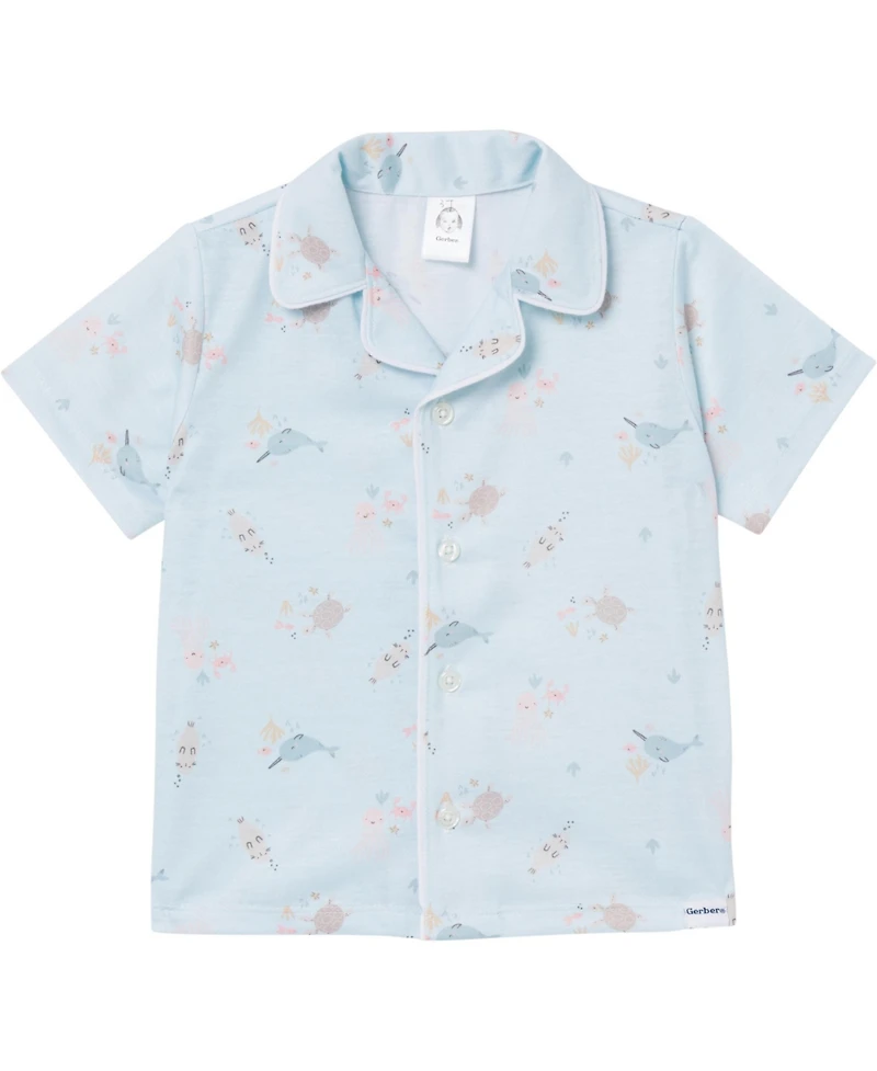 Gerber Baby Girls 2-Piece Button Up Pajama Shorts Set