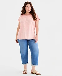 Style & Co Plus Mid Rise 5 Pocket Relaxed Straight Jeans,
