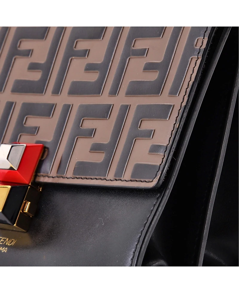 Pre-Owned Fendi Small Kan I Bag Zucca Embossed Leather