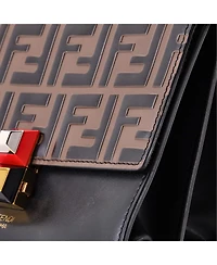 Pre-Owned Fendi Small Kan I Bag Zucca Embossed Leather