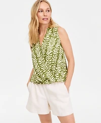 I.n.c. International Concepts Women's Sleeveless Printed Faux-Wrap Blouse