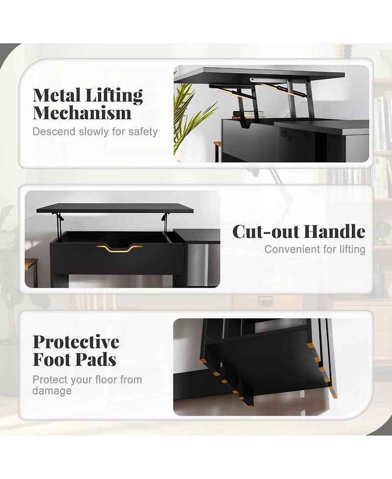 Sugift Space Saving Computer Desk with Hidden Compartment and Shelves