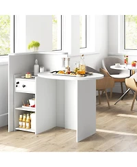 Sugift Reception Office Desk with Open Shelf and Lockable Drawer