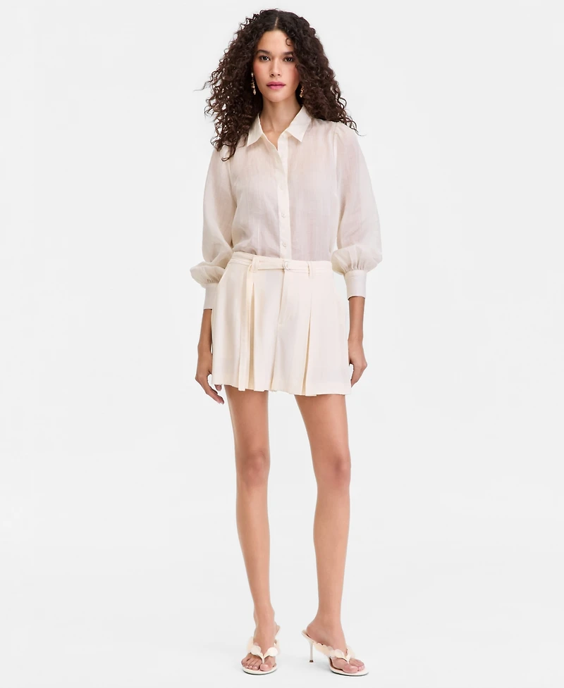 I.n.c. International Concepts Women's Pleat-Front Belted-Waist Shorts, Macy's Exclusive