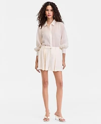 I.n.c. International Concepts Women's Pleat-Front Belted-Waist Shorts, Macy's Exclusive