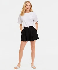 I.n.c. International Concepts Women's Pleat-Front Belted-Waist Shorts, Macy's Exclusive