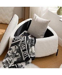 Rainsken Triangle Storage Ottoman Set of 2, Faux Fur Footrest with Metal Legs, Reversible Lid for Living Room, Bedroom