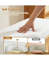 Rainsken Upholstered Wooden Ottoman Bench, Shoe Changing Bench, Rustic Entryway Shoe Bench for Bedroom, Living Room