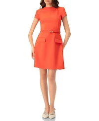 Ivonne Women's Short Sleeve High Neck Dress adn Belt