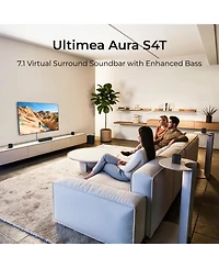 Ultimea Aura S4T 7.1ch Tv Soundbar with 4 Surround Speakers, Surround Sound System with Subwoofer, App Control, Bluetooth 6.0, Hdmi/Opt/Aux