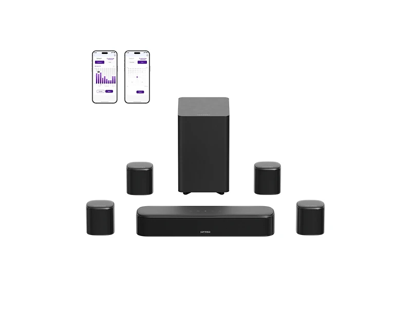 Ultimea Aura S4T 7.1ch Tv Soundbar with 4 Surround Speakers, Surround Sound System with Subwoofer, App Control, Bluetooth 6.0, Hdmi/Opt/Aux
