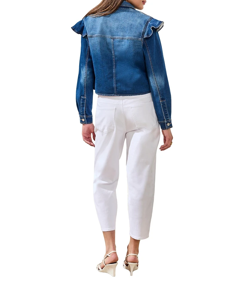 Tribal Women's Fashion Crop Denim Jacket