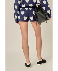 English Factory Women's Heart Patterned Knit Shorts