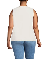 Lands' End Plus Slub Decorative Trim Tank Top