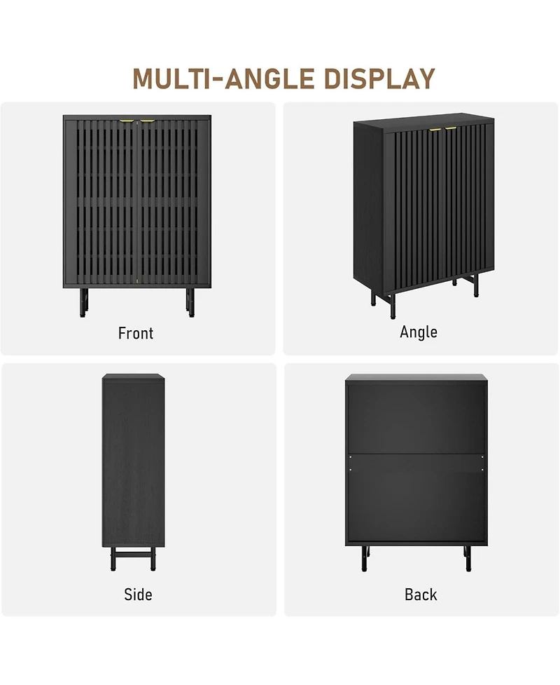 Homfan Slim 44" Tall 6-Tier Shoe Cabinet – Modern Entryway Organizer with Adjustable Shelves, Sturdy Doors, Freestanding Storage for Hallw