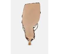 Womens Times Up Diamante Buckle Mid Heel Sandals