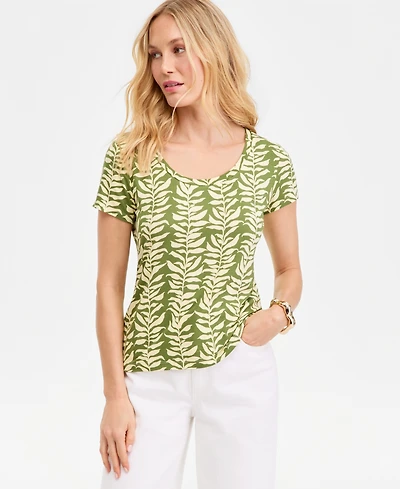 I.n.c. International Concepts Women's Printed Scoop-Neck T-Shirt, Macy's Exclusive
