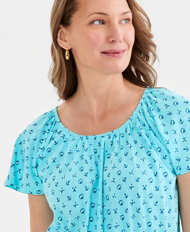 Style & Co Women's Printed Flutter-Sleeve Knit Dress, Macy's Exclusive