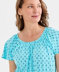 Style & Co Women's Printed Flutter-Sleeve Knit Dress, Macy's Exclusive