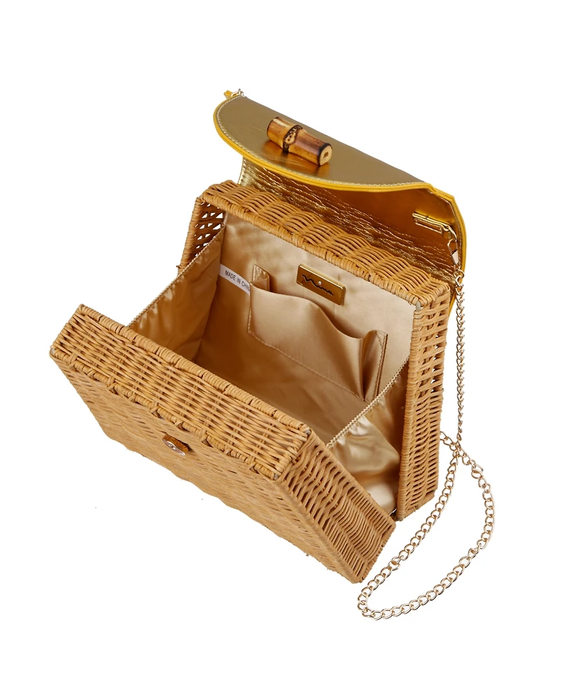 Nina Wicker Basket Small Satchel Bag