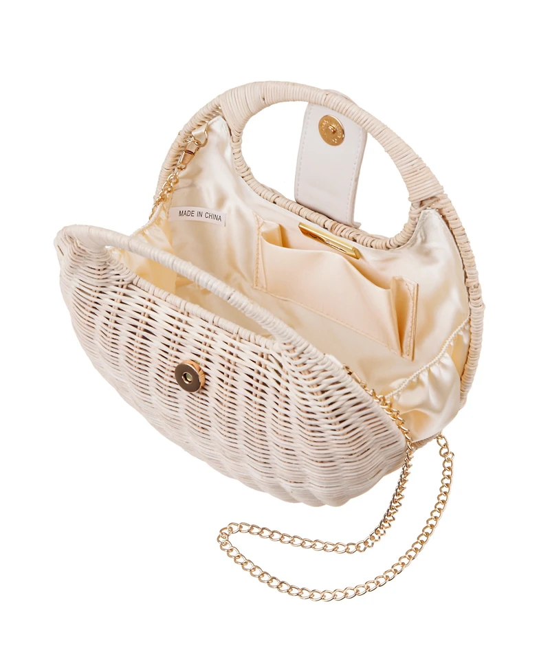 Nina Kava Rounded Rattan Small Satchel Bag