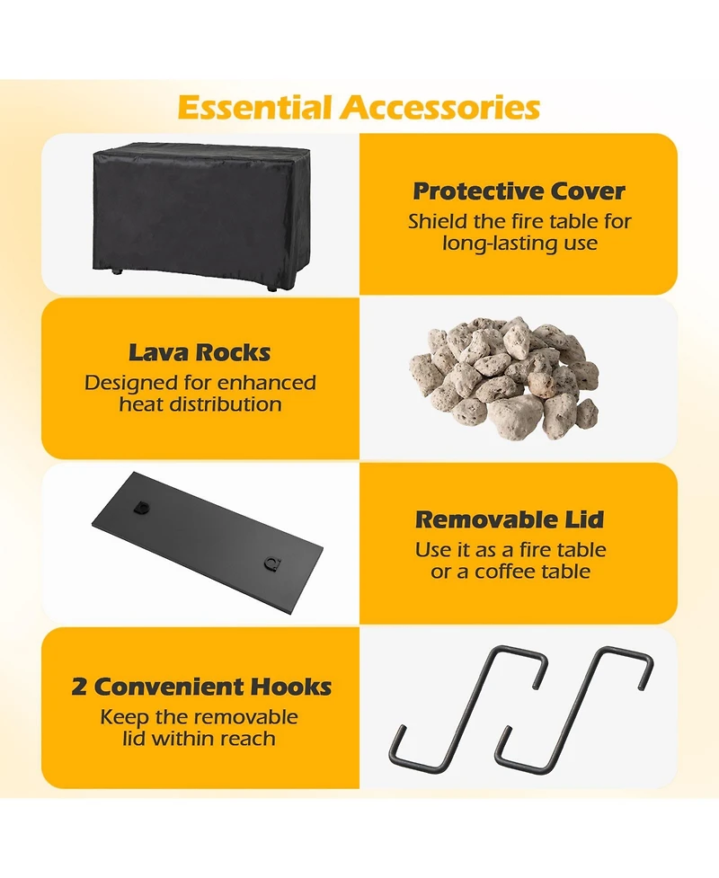 Sugift 40 in Outdoor Propane Fire Pit Table with Lava Rocks