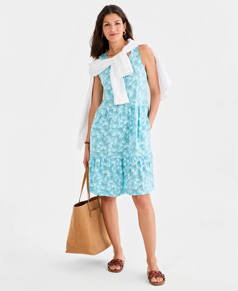 Style & Co Women's Printed Sleeveless Tiered Dress, Macy's Exclusive