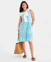 Style & Co Women's Printed Sleeveless Tiered Dress, Macy's Exclusive