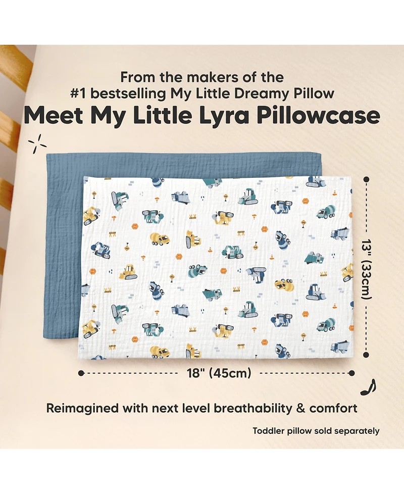 KeaBabies Lyra Muslin Toddler Pillowcases 13x18, 2-Pack Organic Cotton for Sleep & Travel